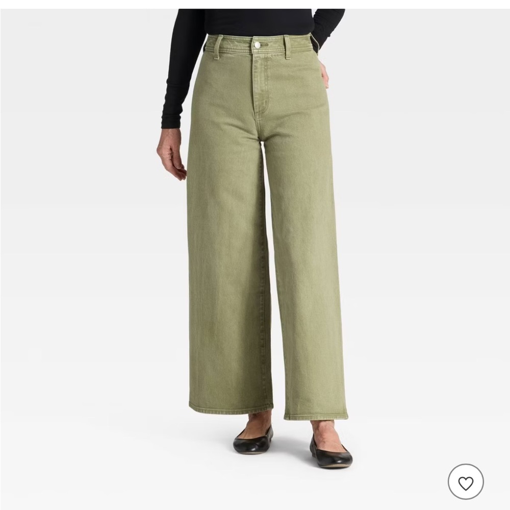 Universal Thread Olive Green High-Rise Wide Leg Jeans